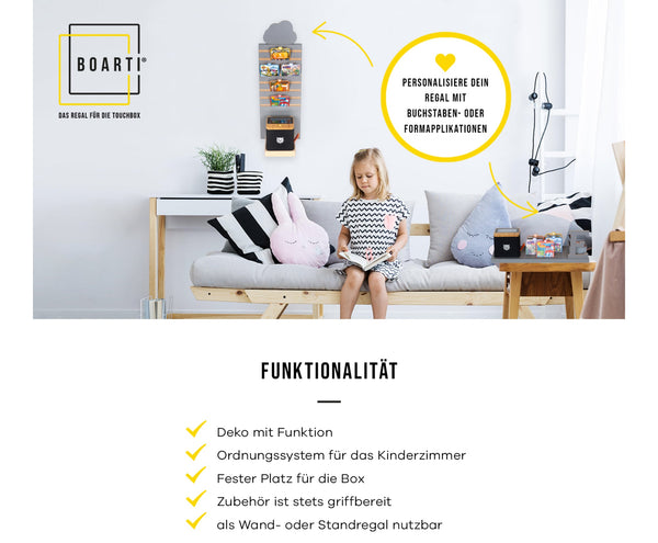 BOARTI® tigerbox Wandregal - Buchstabe A-G